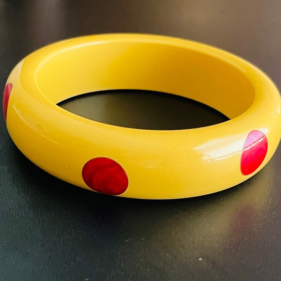 Vintage Bakelite Bangle Dot Bracelet - Picture 1 of 9